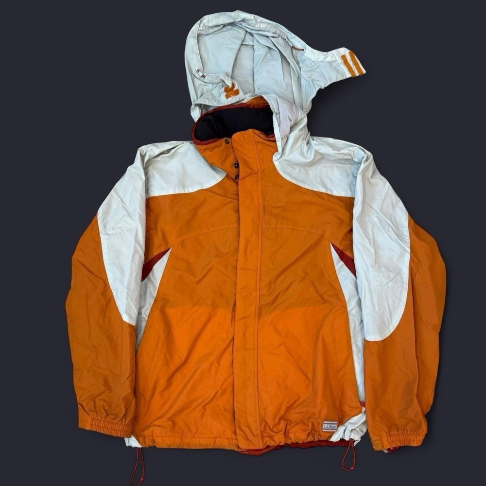 LL Bean Full Zip Orange Jacket Men's Size XL Tall Outdoors Hiking Utility Coat